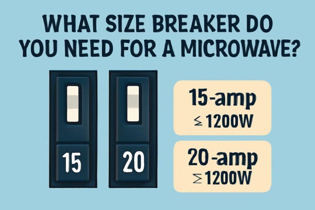 What Size Breaker Do You Need for a Microwave?
Breaker size chart for 15-amp and 20-amp circuit breakers for microwave appliances.